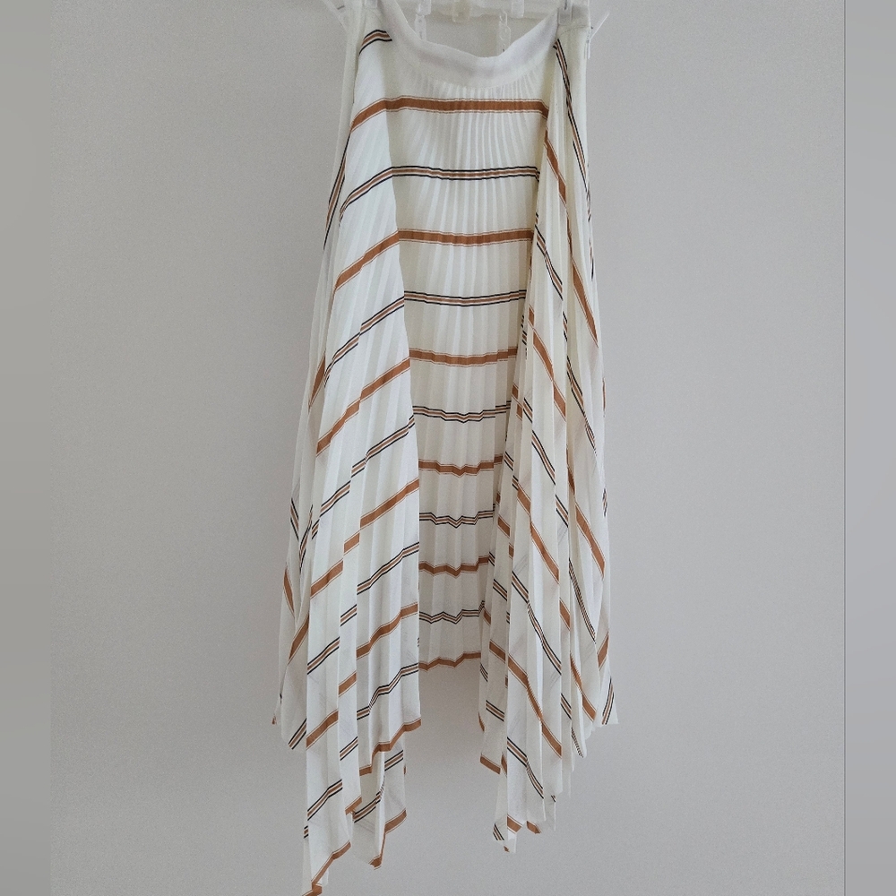 H&M Pleated Skirt with Brown and Black Stripes